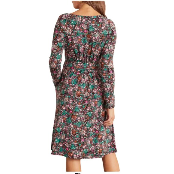 BODEN Abigail Long Sleeve Jersey Dress in Black Florals  SZ 8 - Picture 3 of 13